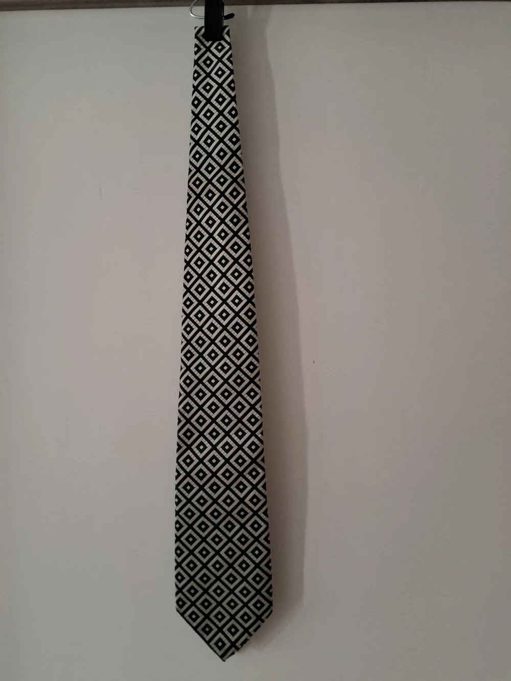 Grants Vintage Dark Green and White Geometric Men's Tie